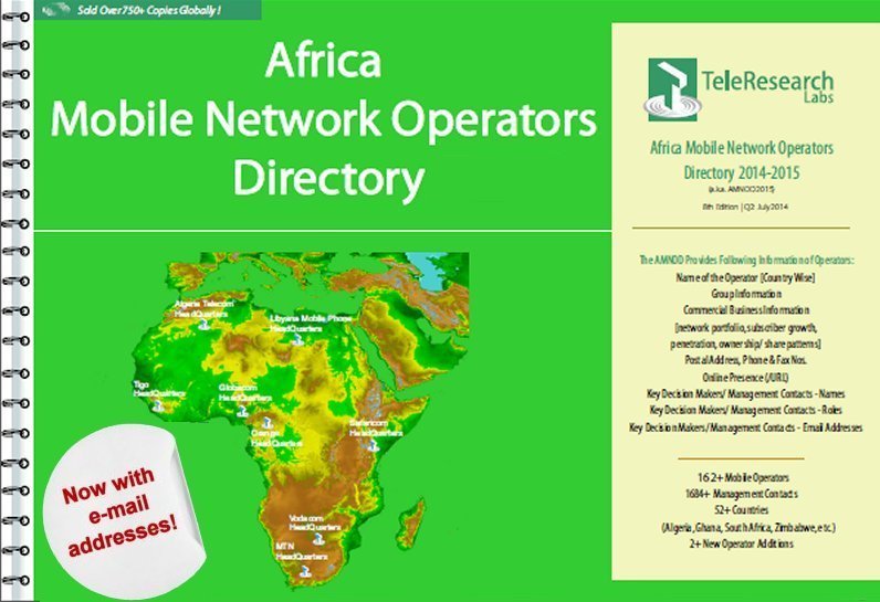 Cover of Africa Mobile Network Operator Directory 2016-2017 with e-mail addresses and subscriber data (where available)