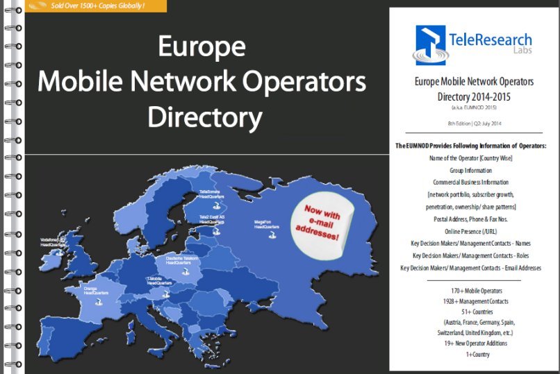 European Mobile Network Operators Directory 2016-2017 with e-mail addresses.